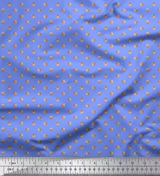 Soimoi Blue Japan Crepe Satin Ткань Печенье Еда Декор Ткань Печатный метр 42 дюйма 42 Inch Wide - Cotton Voile синий