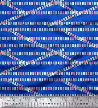 Soimoi Blue Japan Crepe Satin Ткань Праздничные флаги Партии Печатная швейная ткань метр 42 дюйма 42 Inch Wide - Poly Crepe синий