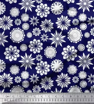 Soimoi Blue Japan креп-атласная ткань белая швейная ткань с принтом мандалы метр 42 дюйма 42 Inch Wide - Poly Crepe синий