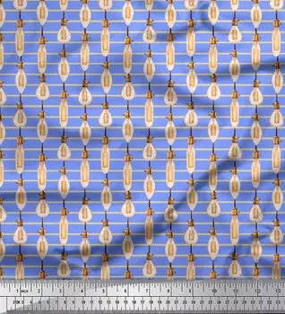 Soimoi Blue Japan креп-атласная ткань с лампочкой и полосатым принтом, швейная ткань, метр 42 дюйма 42 Inch Wide - Poly Crepe синий