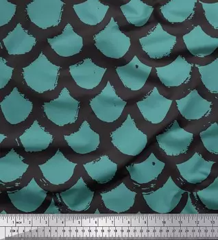 Soimoi Blue Japan креп-сатин ткань с принтом из кожи рыбы и животных 1 метр 42 дюйма 42 Inch Wide - Cotton Voile синий