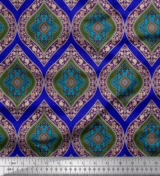 Soimoi Blue Japan креп-сатиновая ткань Бесшовная ткань с дамасским принтом по метрам 42 дюйма 42 Inch Wide - Cotton Voile синий