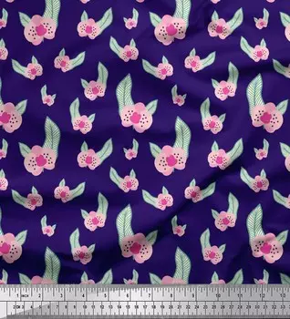 Soimoi Blue Japan креп-сатиновая ткань с художественным принтом в виде листьев и цветочного принта, швейная ткань, метр 42 дюйма 42 Inch Wide - Poly Georgette синий