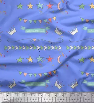 Soimoi Blue Japan креп-сатиновая ткань Welcome Little One детская ткань с принтом 1 метр 42 дюйма 42 Inch Wide - Cotton Voile синий