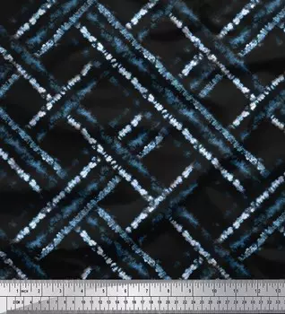 Soimoi Blue Poly Crepe Fabric Boxes Tie-Dye Print Fabric в ярдах 42 дюйма 42 Inch Wide - Poly Crepe синий