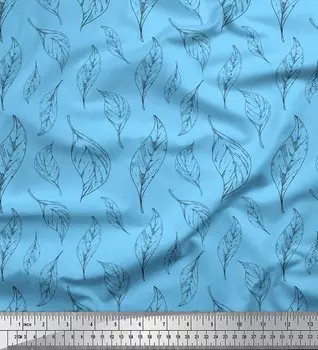 Soimoi Blue Poly креповая ткань с грушевыми листьями и принтом, швейная ткань, метр 42 дюйма 42 Inch Wide - Poly Crepe зелёный