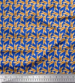 Soimoi Blue Япония Креп Атлас Ткань Точки и Кроличья Морда Набивная Ткань 1 метр 42 дюйма 42 Inch Wide - Poly Crepe красный