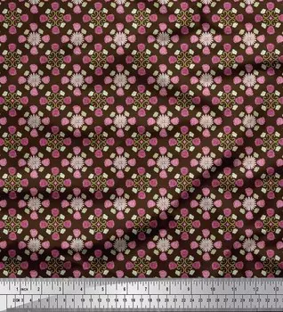 Soimoi Brown Japan Креп Атласная Ткань Aster & Roses Дамасская набивная ремесленная ткань на метр 42 дюйма 42 Inch Wide - Poly Crepe коричневый