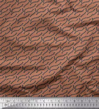 Soimoi Brown Japan Crepe Satin Fabric Dot Abstract Decor Fabric Printed metre 42 Inch 42 Inch Wide - Poly Crepe коричневый