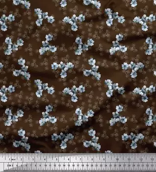 Soimoi Brown Japan Креп Атласная ткань Барвинок Ткань с цветочным принтом на метр 42 дюйма 42 Inch Wide - Poly Crepe фиолетовый