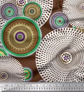 Soimoi Brown Poly Crepe Fabric Круглая ткань с геометрическим принтом 1 ярд 42 дюйма 42 Inch Wide - Poly Crepe коричневый