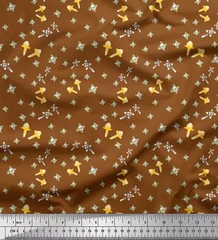 Soimoi Brown Poly креповая ткань с гвоздикой, пищевая ткань, принты по метрам, 52 дюйма 52 Inch Wide - Poly Crepe коричневый