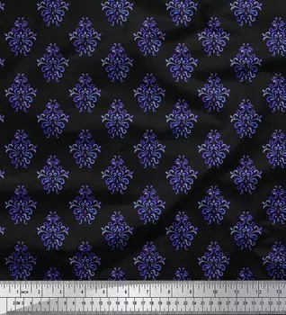 Soimoi Черная хлопчатобумажная ткань блока дамасской ткани печатает метром 56 дюймов 42 Inch Wide - Cotton Voile чёрный