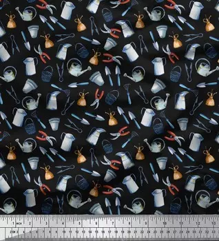 Soimoi черная полиэфирная креповая ткань, садовый инструмент, оборудование для печати, ткань по метрам, 42 дюйма 42 Inch Wide - Poly Crepe чёрный