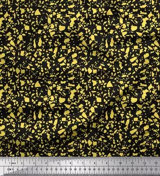 Soimoi черная японская креп-атласная ткань с мозаичным принтом аборигенов, швейная ткань, метр 42 дюйма 42 Inch Wide - Poly Crepe чёрный