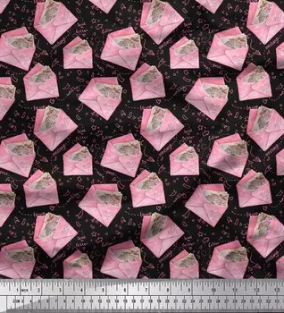 Soimoi черная японская креп-атласная ткань с текстом и конвертом детская ткань для рукоделия с принтом на метр 42 дюйма 42 Inch Wide - Cotton Voile чёрный