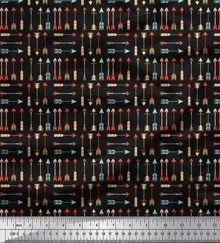 Soimoi черная японская креп-атласная ткань со стрелкой и племенным принтом для рукоделия на метр 42 дюйма 42 Inch Wide - Cotton Voile чёрный