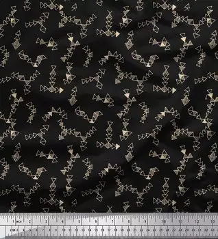 Soimoi черная японская креп-атласная ткань треугольная художественная ткань с геометрическим принтом 1 метр 42 дюйма 42 Inch Wide - Poly Crepe чёрный