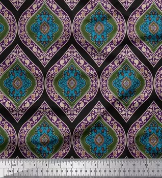 Soimoi Черная японская креп-сатиновая ткань Бесшовная ткань с дамасским принтом на метр 42 дюйма 42 Inch Wide - Cotton Voile чёрный