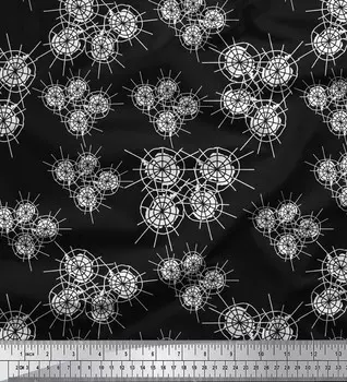 Soimoi черный японский креп-атласная ткань абстрактная швейная ткань с абстрактным принтом метр 42 дюйма 42 Inch Wide - Poly Crepe чёрный