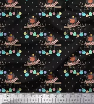 Soimoi черный японский креп-атласная ткань для дня рождения, вечеринки, принта, швейная ткань, метр 42 дюйма 42 Inch Wide - Poly Crepe чёрный