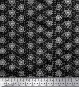 Soimoi черный японский креп-атласная ткань с круговым художественным геометрическим принтом, швейная ткань, метр 42 дюйма 42 Inch Wide - Poly Crepe чёрный