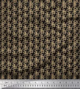 Soimoi Черный японский креп-сатин Резюме Абстрактные принты на ткани по метрам 42 дюйма 42 Inch Wide - Poly Crepe чёрный