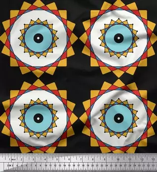 Soimoi черный японский креп-сатин ткань бархатцы геометрический декор ткань с принтом метр 42 дюйма 42 Inch Wide - Cotton Voile чёрный