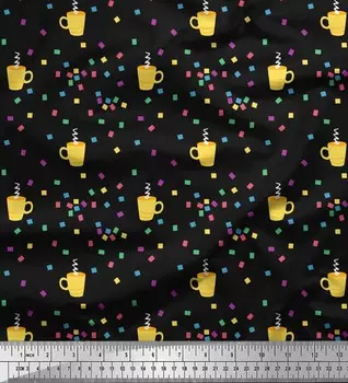 Soimoi Черный японский креп-сатин Ткань для коробок и кофейных чашек с принтом 1 метр 42 дюйма 42 Inch Wide - Poly Crepe коричневый