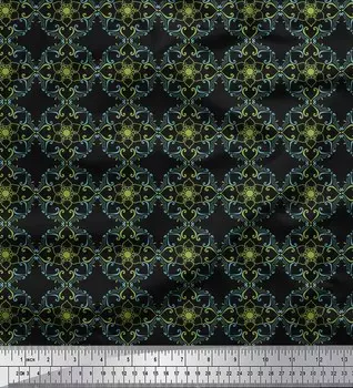 Soimoi черный японский креп-сатин ткань художественный цветок дамасская ткань с принтом на метр 42 дюйма 42 Inch Wide - Cotton Voile чёрный