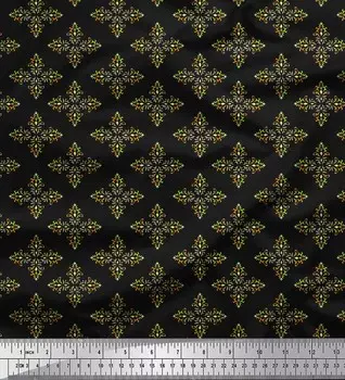 Soimoi черный японский креп-сатин ткань художественный цветок дамасский декор ткань с принтом метр 42 дюйма 42 Inch Wide - Poly Crepe чёрный