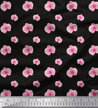 Soimoi черный японский креп-сатин ткань художественный цветочный декор ткань с принтом метр 42 дюйма 42 Inch Wide - Cotton Voile чёрный