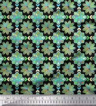 Soimoi черный японский креп-сатин ткань многоцветная ткань для декора мандалы с принтом метр 42 дюйма 42 Inch Wide - Poly Crepe чёрный