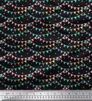 Soimoi черный японский креп-сатин ткань праздничные флаги вечерние принт швейная ткань метр 42 дюйма 42 Inch Wide - Poly Crepe чёрный