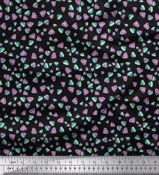 Soimoi черный японский креп-сатин ткань с ромбовидным геометрическим принтом по метрам 42 дюйма 42 Inch Wide - Cotton Voile чёрный