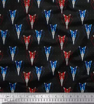 Soimoi черный японский креп-сатин ткань с бантом и горошками для декора ткань с принтом метр 42 дюйма 42 Inch Wide - Poly Crepe чёрный