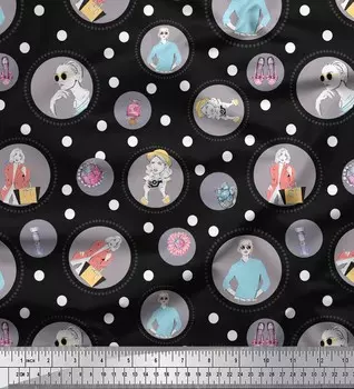 Soimoi черный японский креп-сатин ткань в горошек, женские аксессуары модный принт швейная ткань метр 42 дюйма 42 Inch Wide - Poly Crepe коричневый