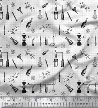 Soimoi черный японский креп-сатин ткань в клетку и оборудование для научных лабораторий образовательная тема с принтом швейная ткань метр 42 дюйма 42 Inch Wide - Poly Crepe зелёный