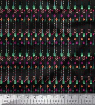 Soimoi Черный Япония Креп Атласная Ткань Стрелы Стрела Печатная Крафтовая Ткань на метр 42 дюйма 42 Inch Wide - Poly Crepe коричневый