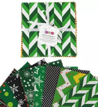 Soimoi Christmas Theme Print Precut 5-inch Cotton Fabric Quilting Squares Charm Pack DIY Patchwork Sewing 5x5 зелёный