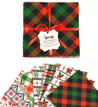 Soimoi Christmas Theme Print Precut 5-inch Cotton Fabric Quilting Squares Charm Pack DIY Patchwork Sewing 5x5 разноцветный