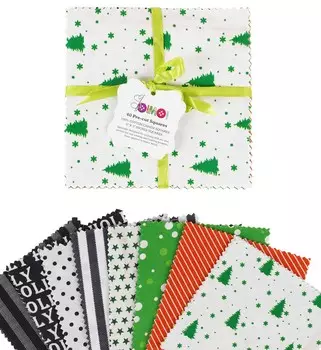 Soimoi Christmas Theme Print Precut 5-inch Cotton Fabric Quilting Squares Charm Pack DIY Patchwork Sewing 5x5 белый