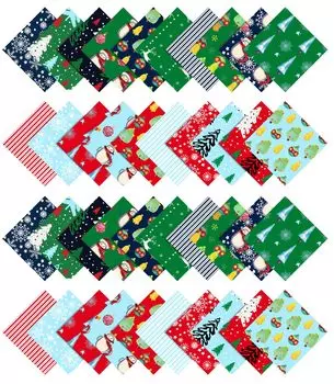 Soimoi Christmas Theme Print Precut 5-inch Cotton Fabric Quilting Squares Charm Pack DIY Patchwork Sewing 5x5inches зелёный
