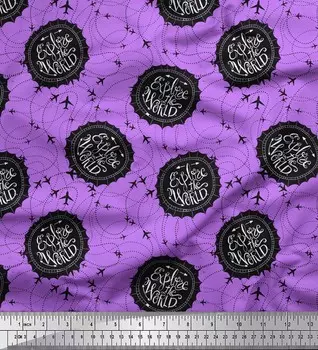 Soimoi Фиолетовая хлопчатобумажная вуаль Ткань с принтом для путешествий и путешествий в самолете 1 метр 56 дюймов 42 Inch Wide - Cotton Voile аметист