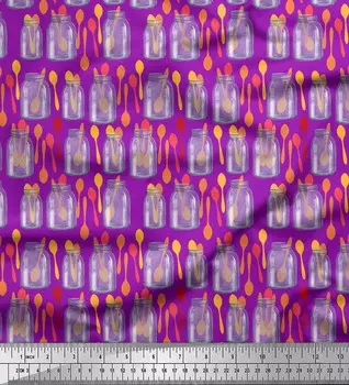 Soimoi Фиолетовая хлопковая вуаль, ткань для бутылок, ваз и ложек, кухонная ткань с принтом, 1 метр 56 дюймов 42 Inch Wide - Cotton Voile фиолетовый