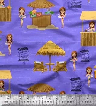 Soimoi фиолетовая полиэфирная креповая ткань для девочек и баров, летний дизайн, декоративная ткань с принтом, метр, 52 дюйма 52 Inch Wide - Poly Crepe фиолетовый