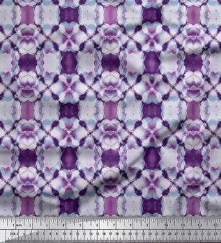 Soimoi Фиолетовая полиэфирная креповая ткань Мозаичная ткань с принтом тай-дай 1 метр 42 дюйма 42 Inch Wide - Poly Crepe фиолетовый