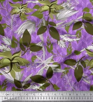 Soimoi фиолетовая японская креп-атласная ткань художественная ткань с принтом листьев 1 метр 42 дюйма 42 Inch Wide - Cotton Voile фиолетовый