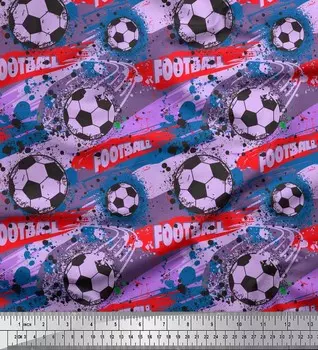 Soimoi фиолетовая японская креп-атласная ткань мазок кистью и футбольный спортивный принт швейная ткань метр 42 дюйма 42 Inch Wide - Poly Crepe фиолетовый