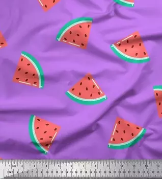 Soimoi фиолетовая японская креп-атласная ткань с принтом арбузных фруктов ткань на метр 42 дюйма 42 Inch Wide - Poly Crepe фиолетовый